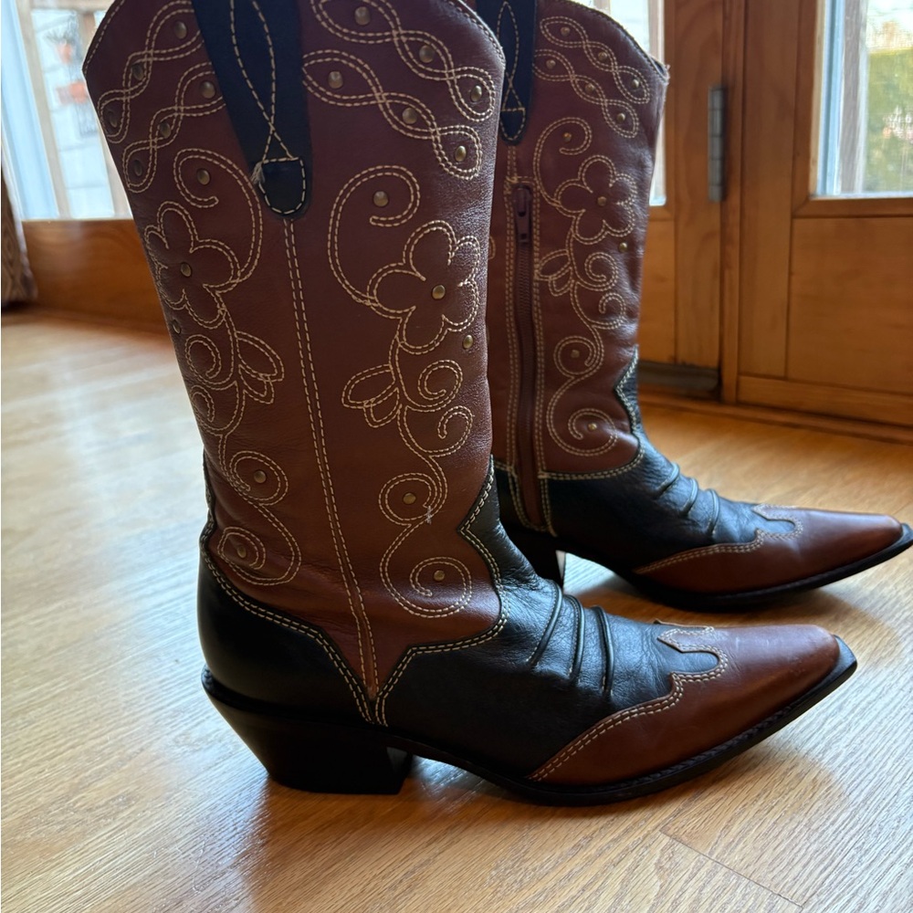Matisse Brown and Black Heeled Boots